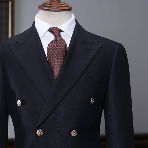 Navy Double-Breasted Blazer – Inspired by Classic Suit Blazers for Men Plus Size